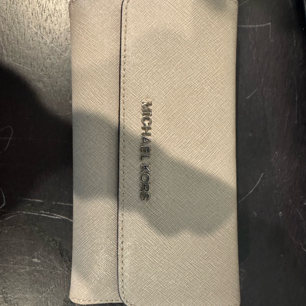 Michael Kors grey Saffiano Leather Flap Wallet